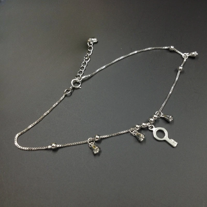 Hot Sale Korean Version Retro Fashion Exquisite Key Bell Bracelet 925 Sterling Silver High End Jewelry Gift for Women