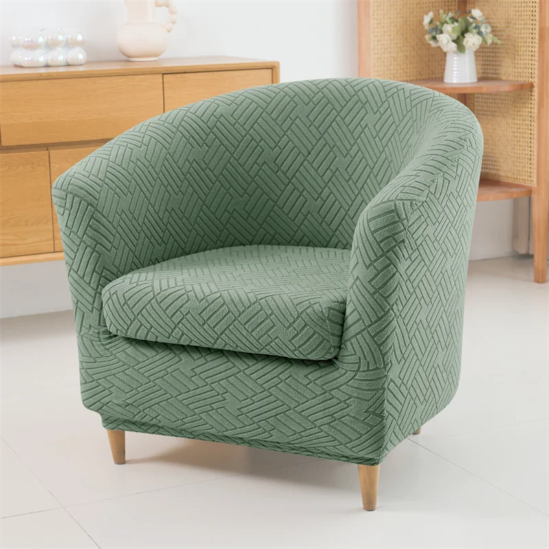 2 teile/satz Jacquard Club Tub Stuhl Abdeckung mit Kissen Abdeckung Elastische Sessel Schonbezug Rutschfeste Couch Abdeckung Möbel Schutz – Detail 10