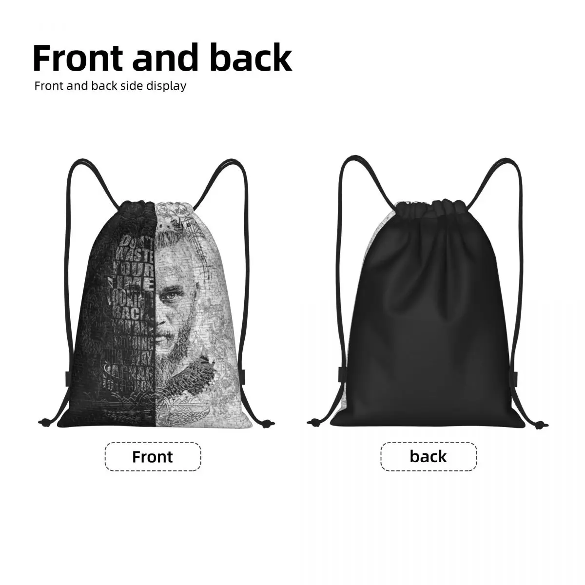 Viking Quotes By Ragnar Lothbrok Drawstring Backpack Sports Gym Bag for Men Women Norse Valhalla Warrior Shopping Sackpack