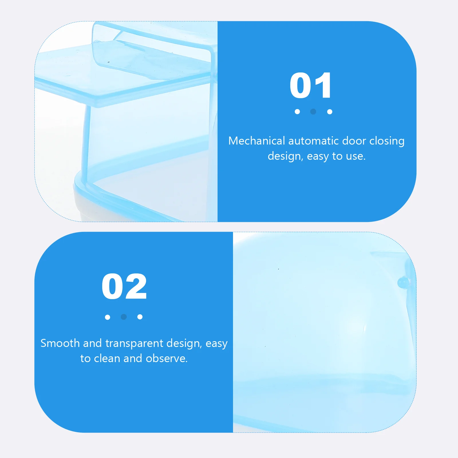 

2Pcs Hamster Bathroom Bath Box Highly Transparent Plastic Hamster Bathing Tub Detachable Design for Small Pet Sand Bath