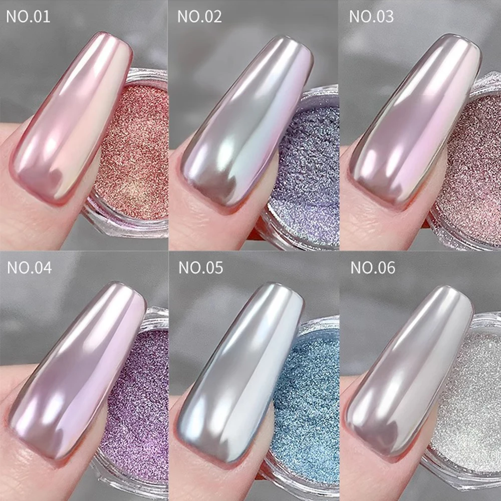 

1 Box Aurora Magic Mirror Nails Glitter Powder Moonlight Pearl Rubbing Chrome Pigment Dust Nail Art Polarized Moonlight Powder