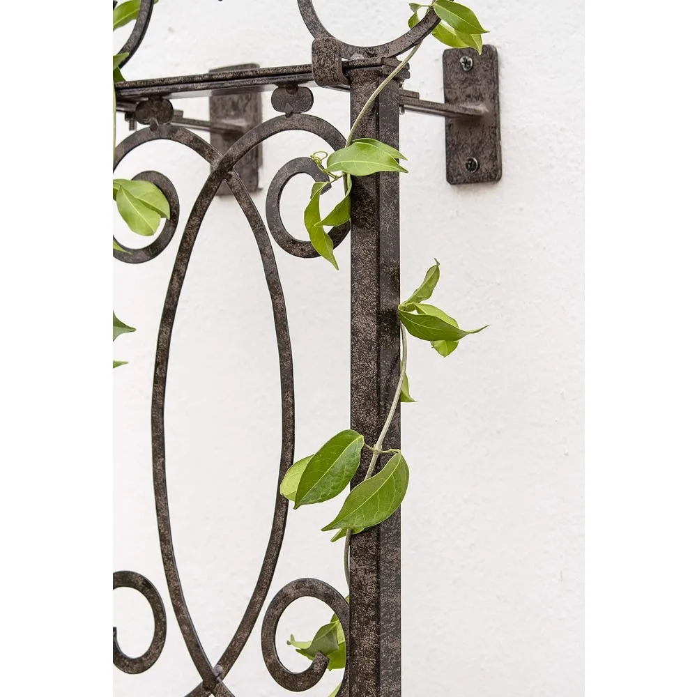 تعريشة ديكور جدارية معدنية خارجية لنباتات التسلق - لوحة حديقة فنية مثالية لشاشة الخصوصية من كروم الورود مع دعامة