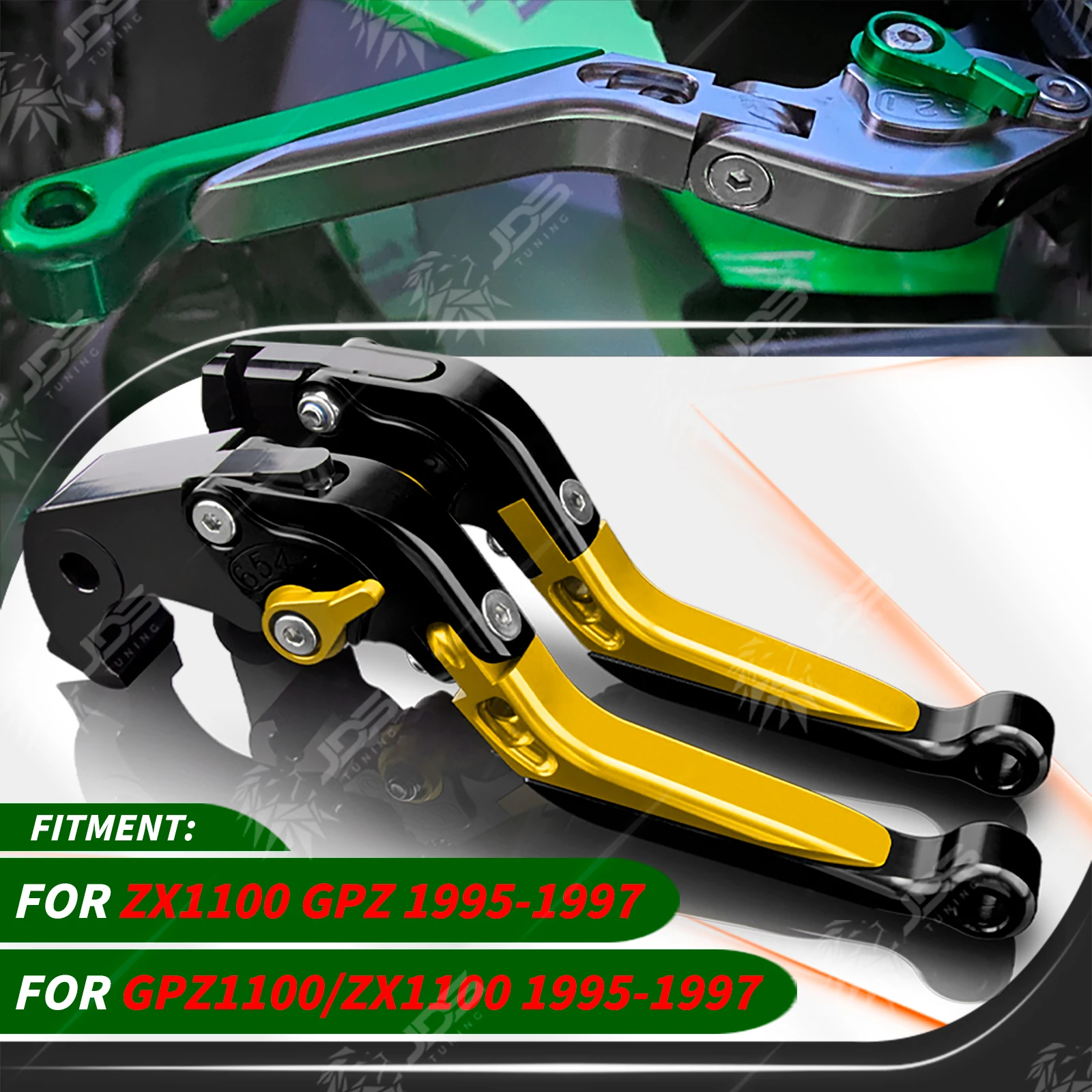 JDSTUNING For Kawasaki ZX1100 GPZ/GPZ1100/ZX1100 1995-1997 Clutch Lever Brake Lever Set Adjustable Folding Handle Levers Parts