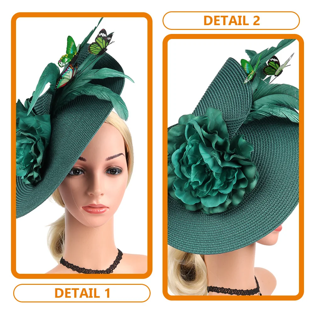 

Butterfly Fascinator Headband Women Banquet Hat Bridal Wedding Headpiece Lightweight Straw Fascinator Tea Party Headdress
