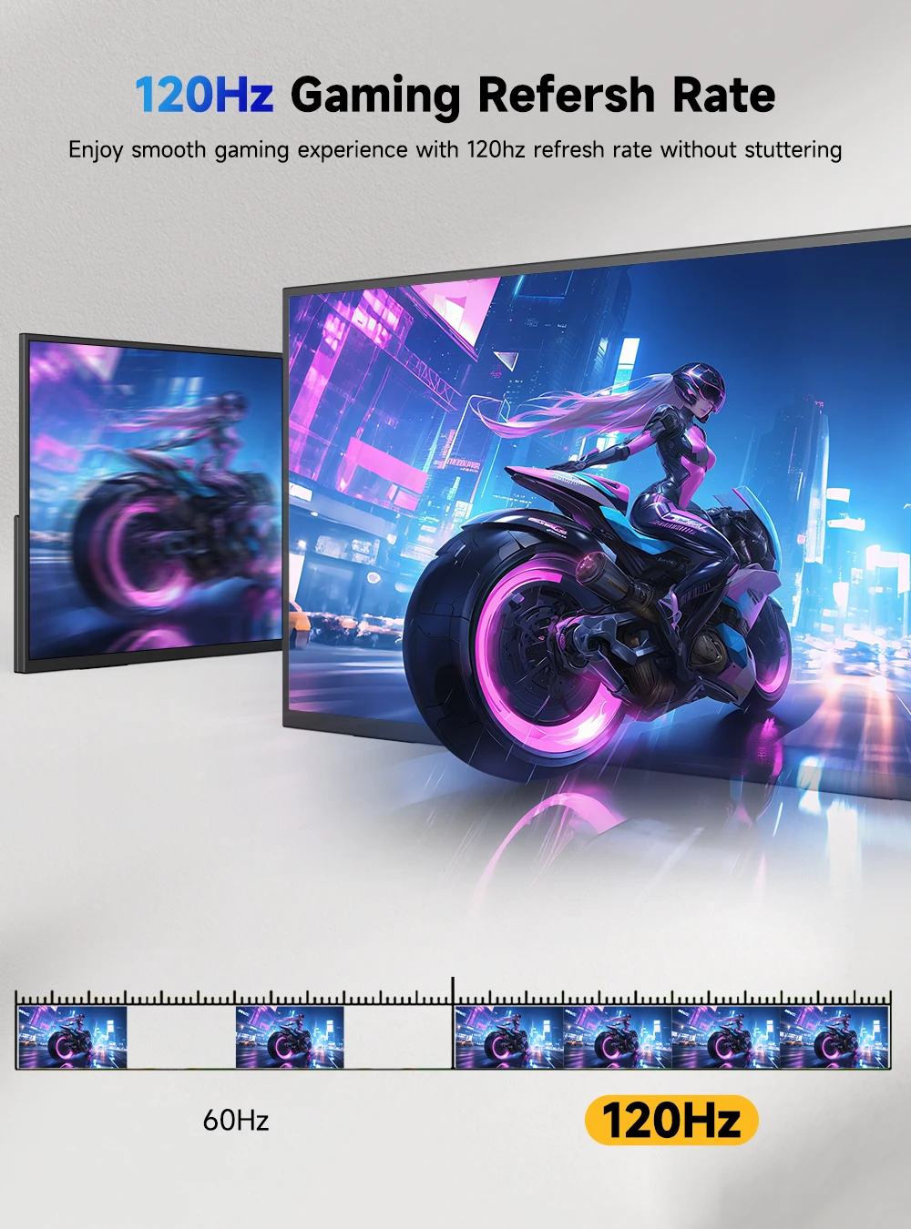 شاشة كمبيوتر محمولة UPERFECT مقاس 23.8 بوصة، 120 هرتز، دقة 1080 بكسل، HDR، FreeSync، قابلة للتركيب على الألعاب مع حامل قابل للتعديل بزاوية 180 درجة، شاشة كمبيوتر محمول USB-C HDMI لأجهزة PS5/4، سطح المكتب، MacBook Switc
