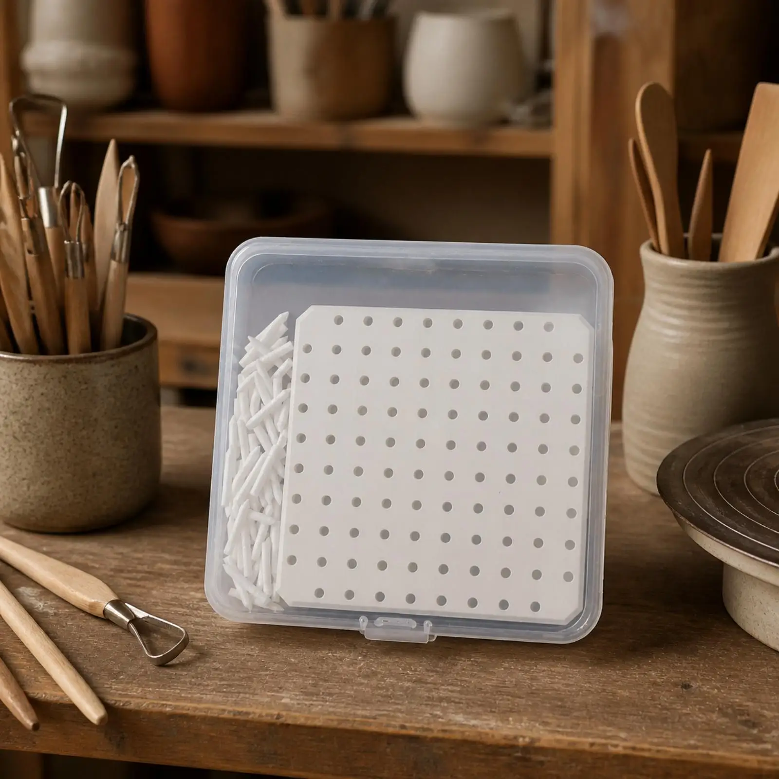 Reusable Refractory Kiln Support Pad for Ceramic Firing Oven with Pin Stilts Perforated Rectangle Pottery Shelf Accessory