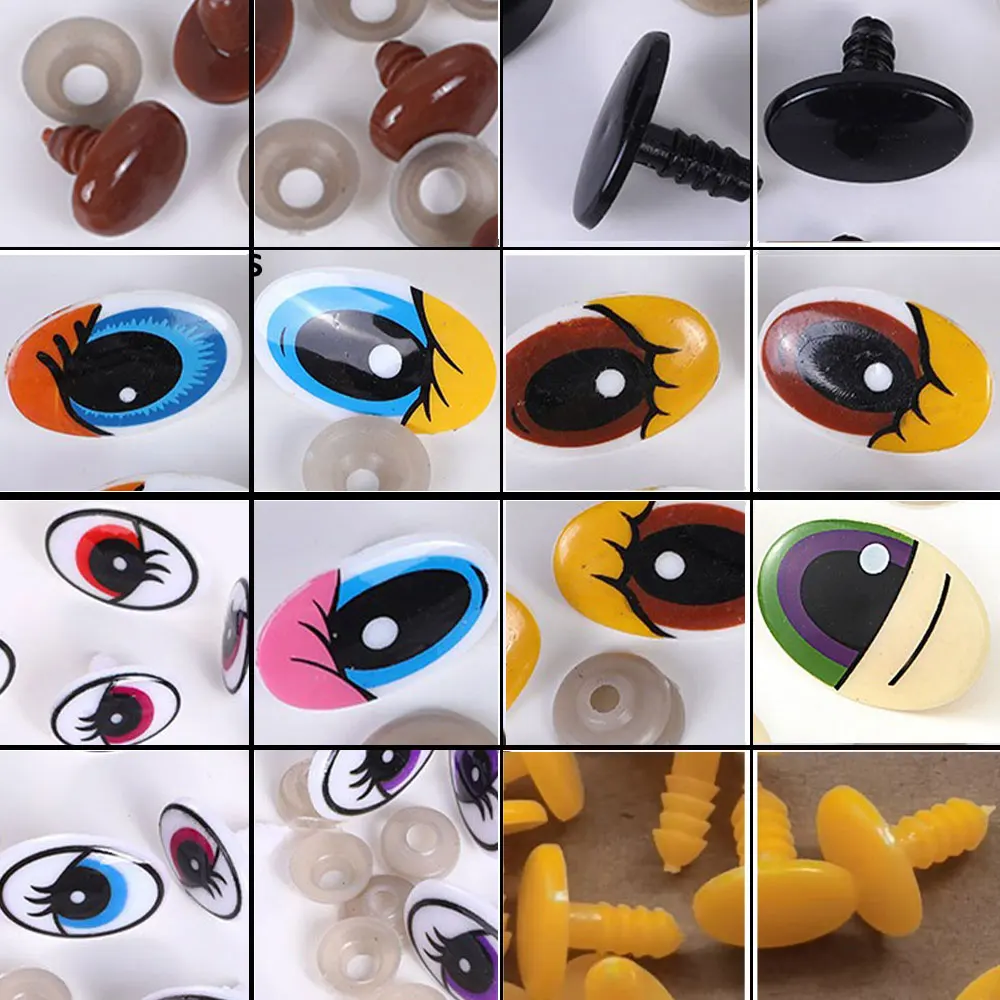 

3D-глазки для кукол, пластиковые, милые, разноцветные, овальные, мультяшные, для рукоделия, аксессуары для кукол, игрушки, для детских мягких игрушек, плюшевые глазки, для поделок