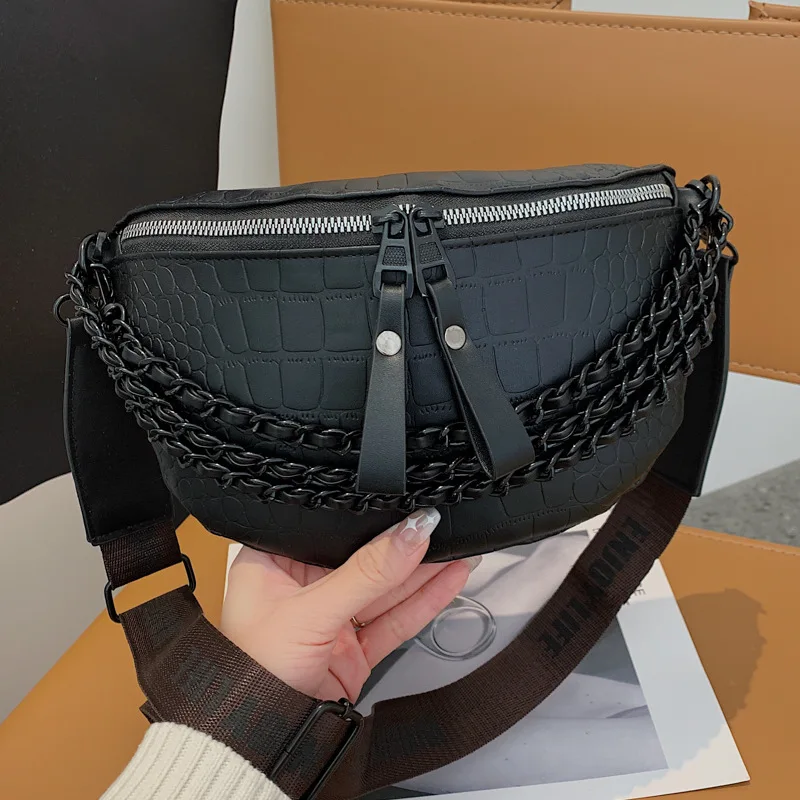 Women PU Leather Waist Bag Casual Belt Shoulder Zipper Bag Crossbody Pack Fashion Chest Bag  Large Capacity Fanny Pack for Women