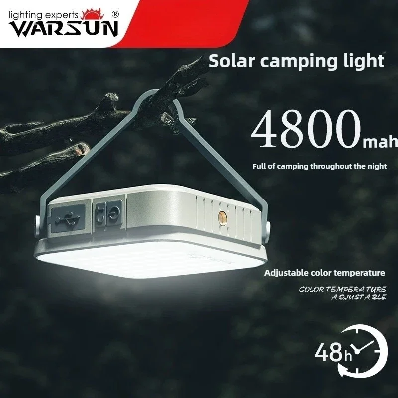 CP36 Solar LED Camping Light 4800mAh Battery 48Hrs Runtime USB Rechargeable Waterproof Outdoor Emergency Tent Lantern