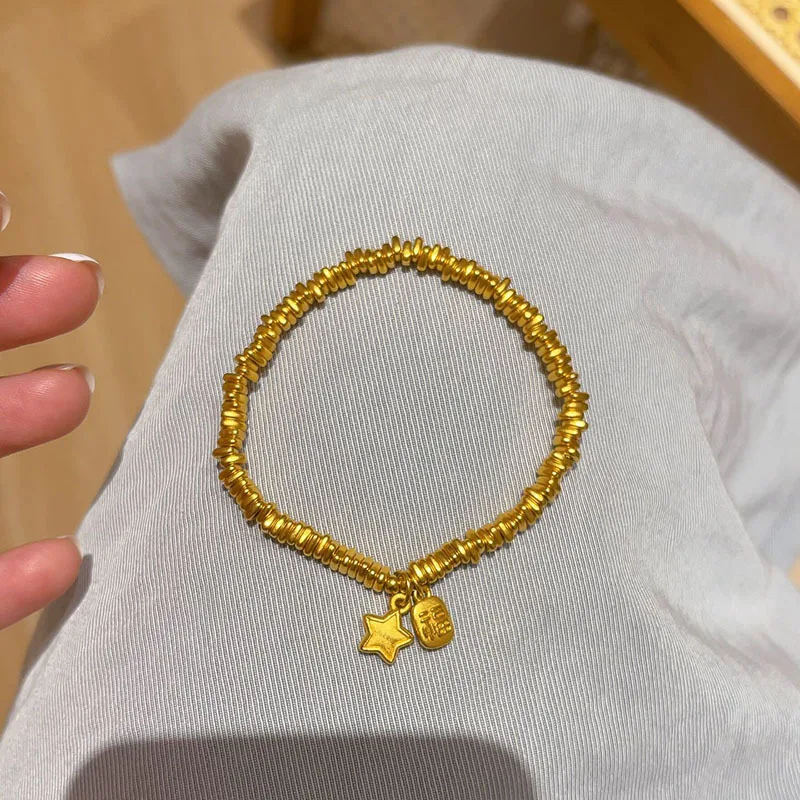 Classic Chinese style multi ring winding bracelets for women star square small pendant bracelet high-end banquet jewelry gift