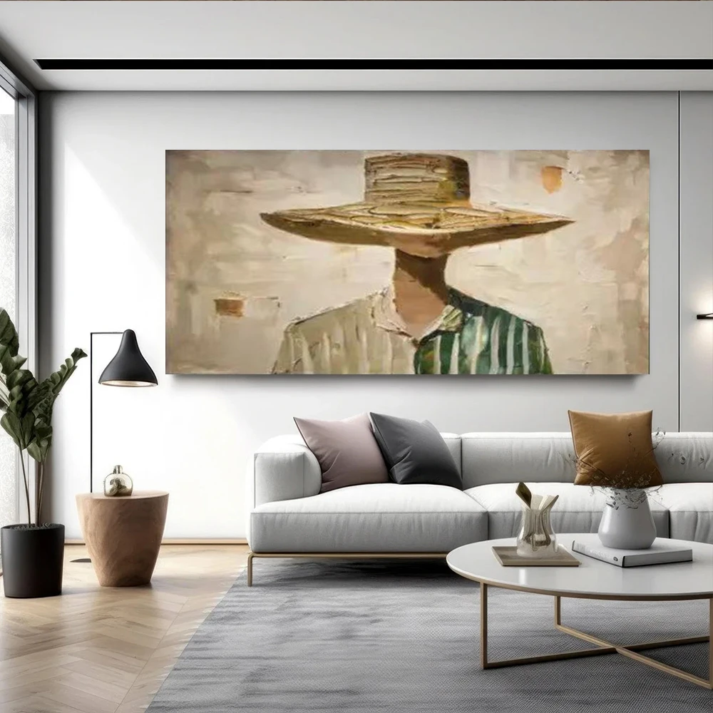 1pc Frameless Canvas Painting Nordic Style Handcrafted Figure Murals Abstract On Canvas Modern Living Room Decor Wall Art Pictur