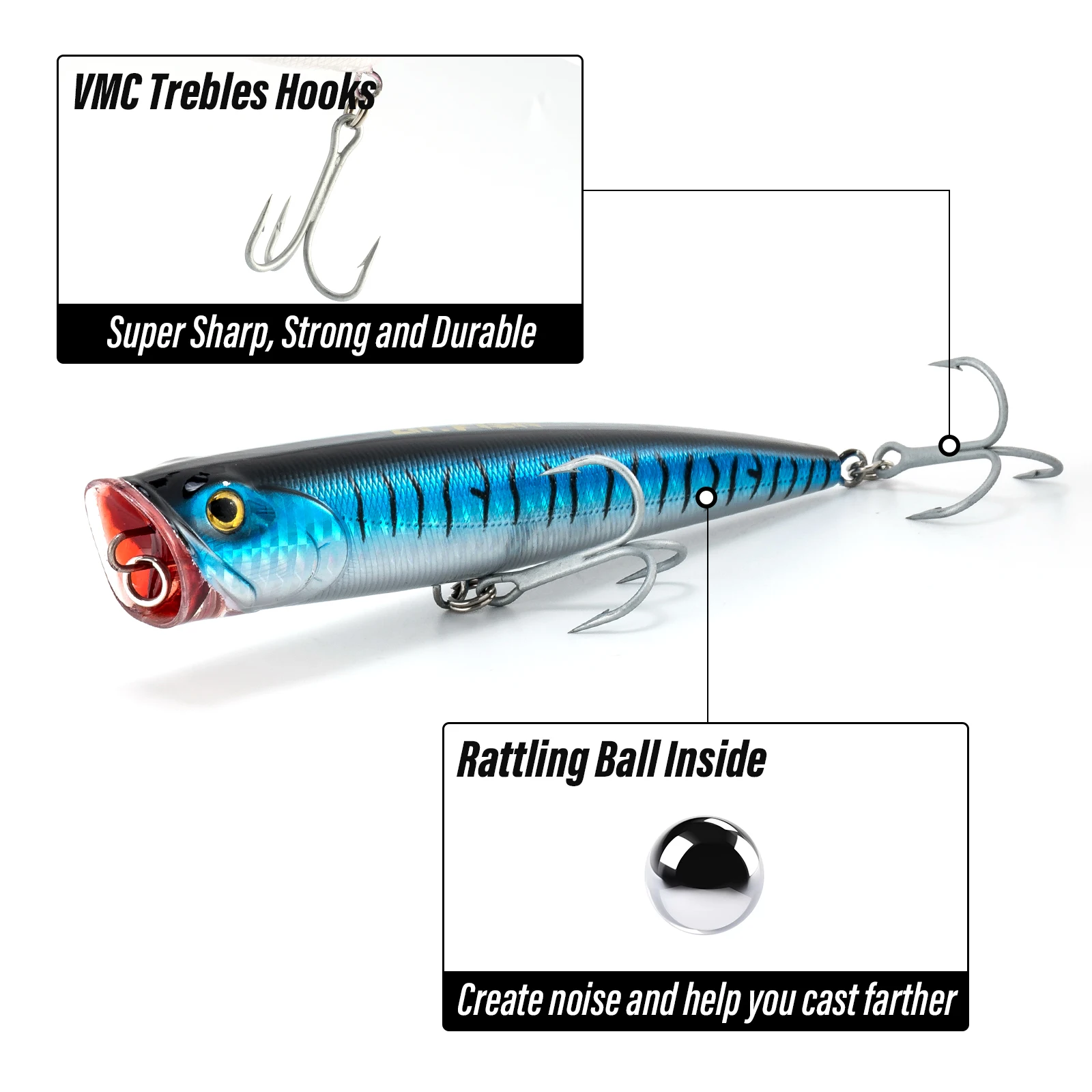 40g GT Popper Angelköder 14cm Wobbler Köder Kunstköder für Salzwasser Plug Thunfisch Surf Angeln Forelle Bass Offshore Big Game – Detail 3