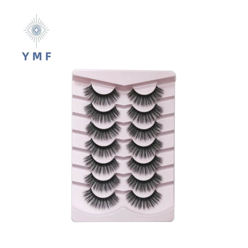 New 7 Pairs Lashes Manga Lashes 6D Clear Band Lashes Natural Look Wispy Mink Eyelashes Fluffy Cat Eye Lashes Pack Fake Eyelashes