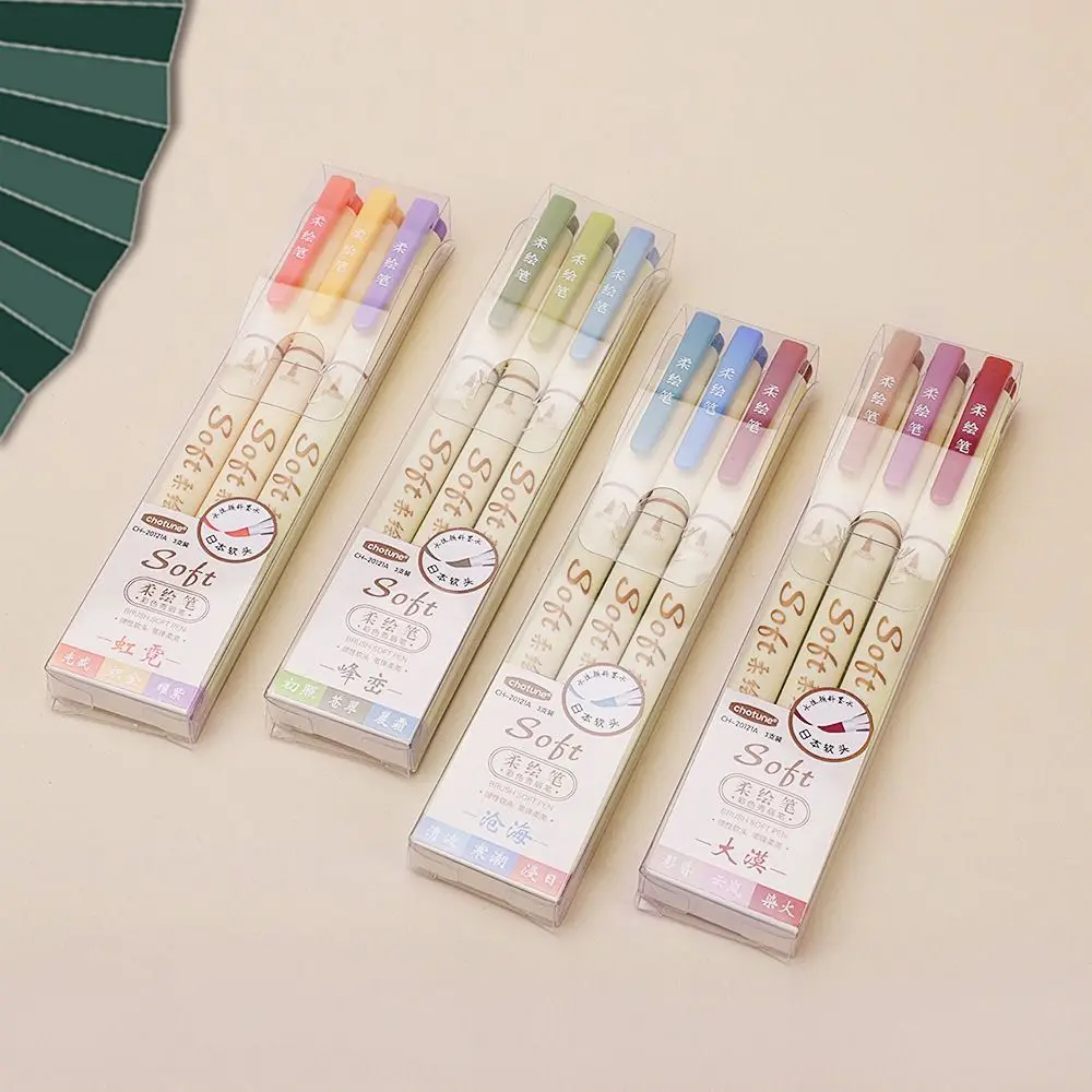 

Retro Color Calligraphy Brush Pen Set Soft Tip DIY Scrapbooking Crafts Drawing Markers Dual Side Water-based dye Felt-tip pen