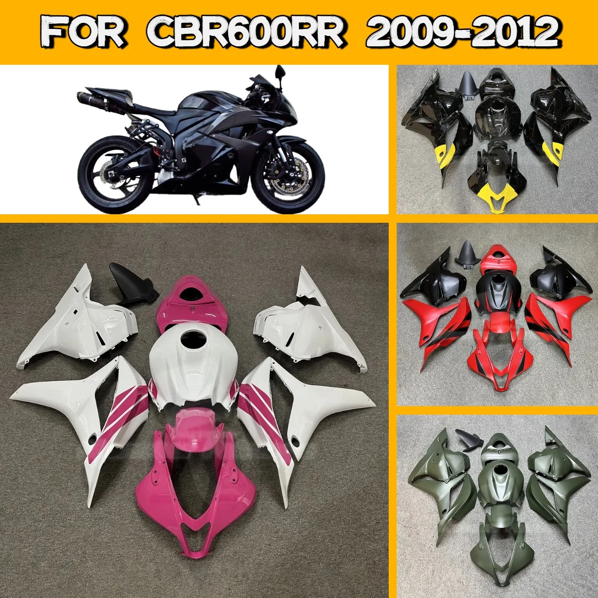 

2009-2012 CBR 600RR Custom Replacement Bodywork Full Fairings for 09-12 Honda CBR600RR Injection Fairing Kit