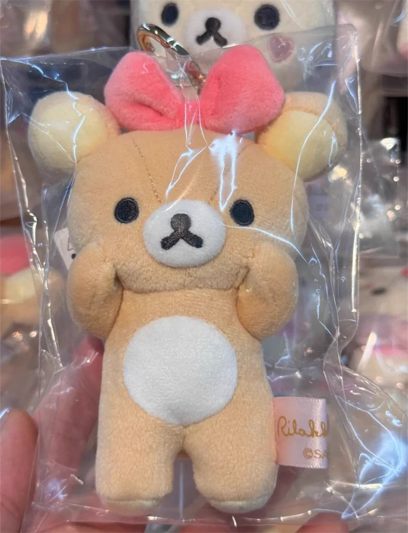 Rilakkuma Plush Keychain Limited Edition Ribbon Makeup Korilakkuma Chairoikoguma Bear Bow Kawaii Cute Bag Keychains Keyring