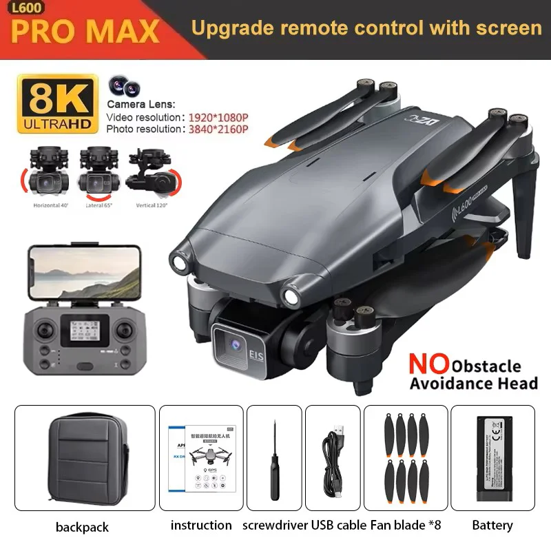 HOT-4K Professionele HD Dual Camera Nieuwe L600 PRO MAX GPS Drone 5 KM 3-As Gimbal 360 Obstakel vermijden Borstelloze Quadcopter Speelgoed