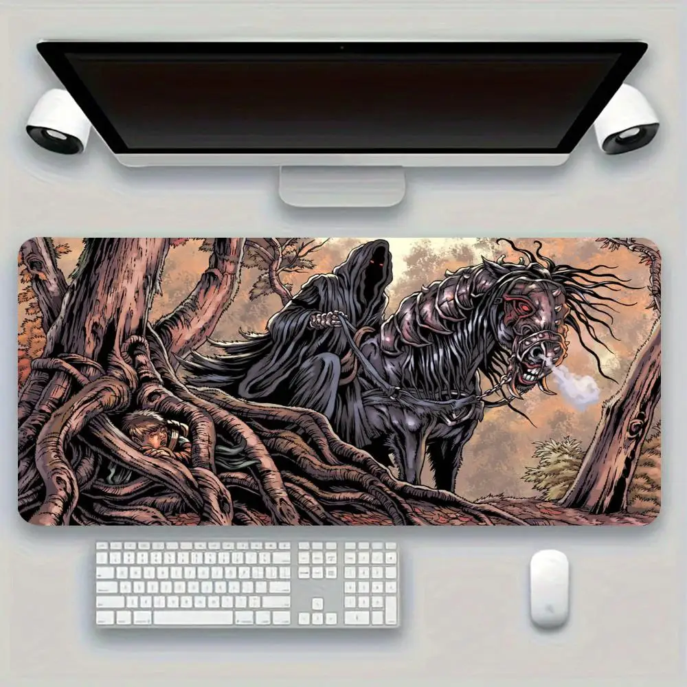 Dark Cloaked Knight In Cave Design HD Printed Mat Natural Rubber Non‑Slip For Gaming Laptop Office Desktop Surface