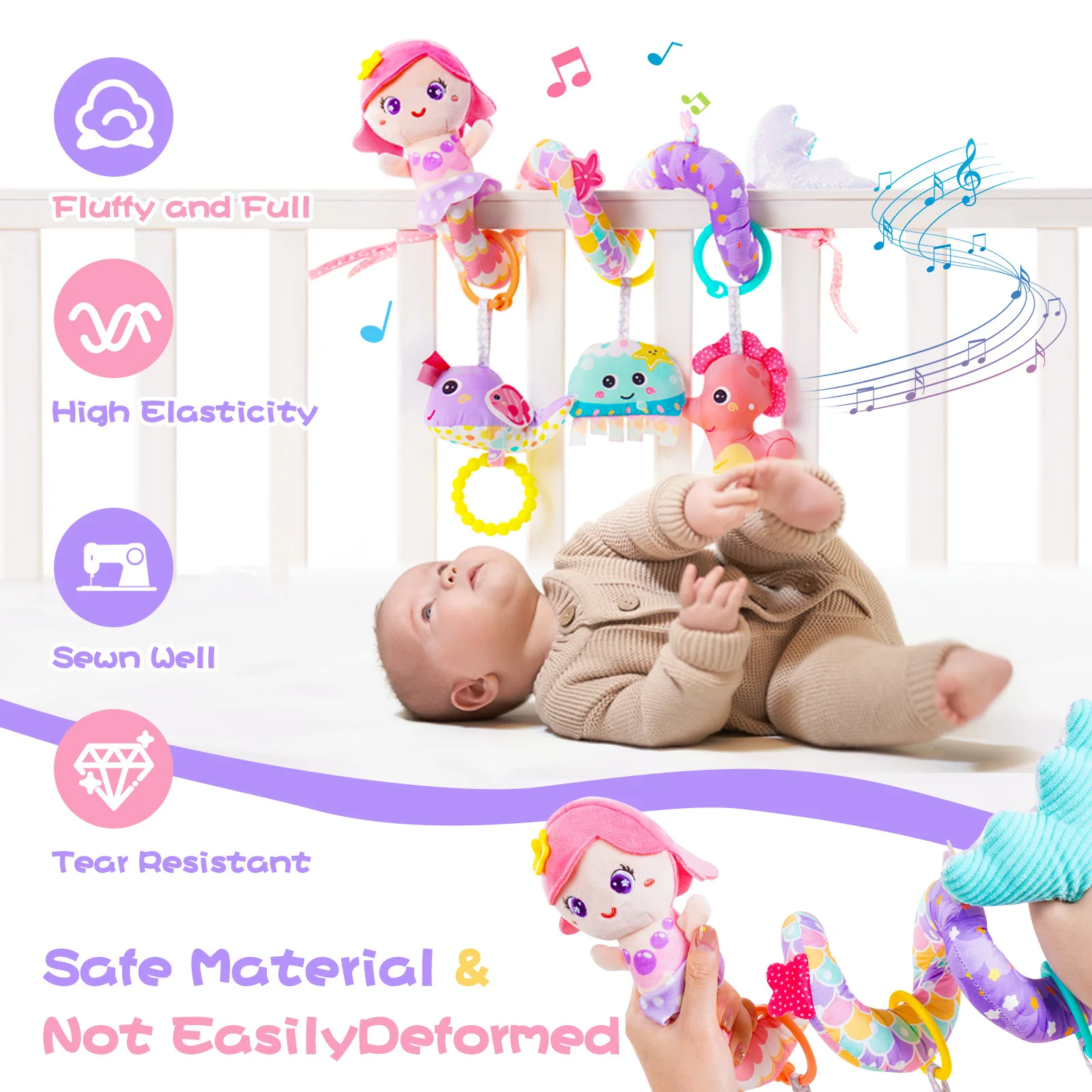 Spiral Car Seat Baby Toys 0-6 Months, Infant Carseat Sensory Toys Hanging Stroller Accessories, Newborn Shower Gift view 5