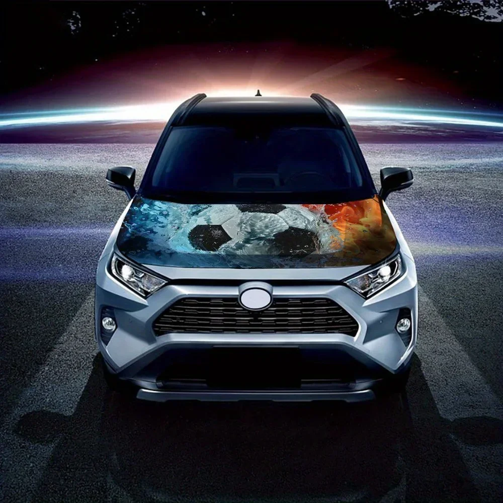 كرة القدم براقة في غطاء محرك السيارة الصدام العنقي التفاف اللون ملصق فينيل شاحنة الرسم بونيه اكسسوارات السيارات ديكور صائق هدية