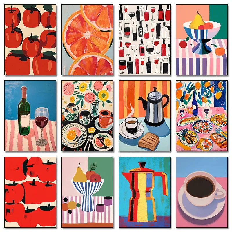Ретро еда напитки фрукты апельсин цитрусовые эспрессо постеры и принты холст картины настенные художественные фотографии кухня декор столовой