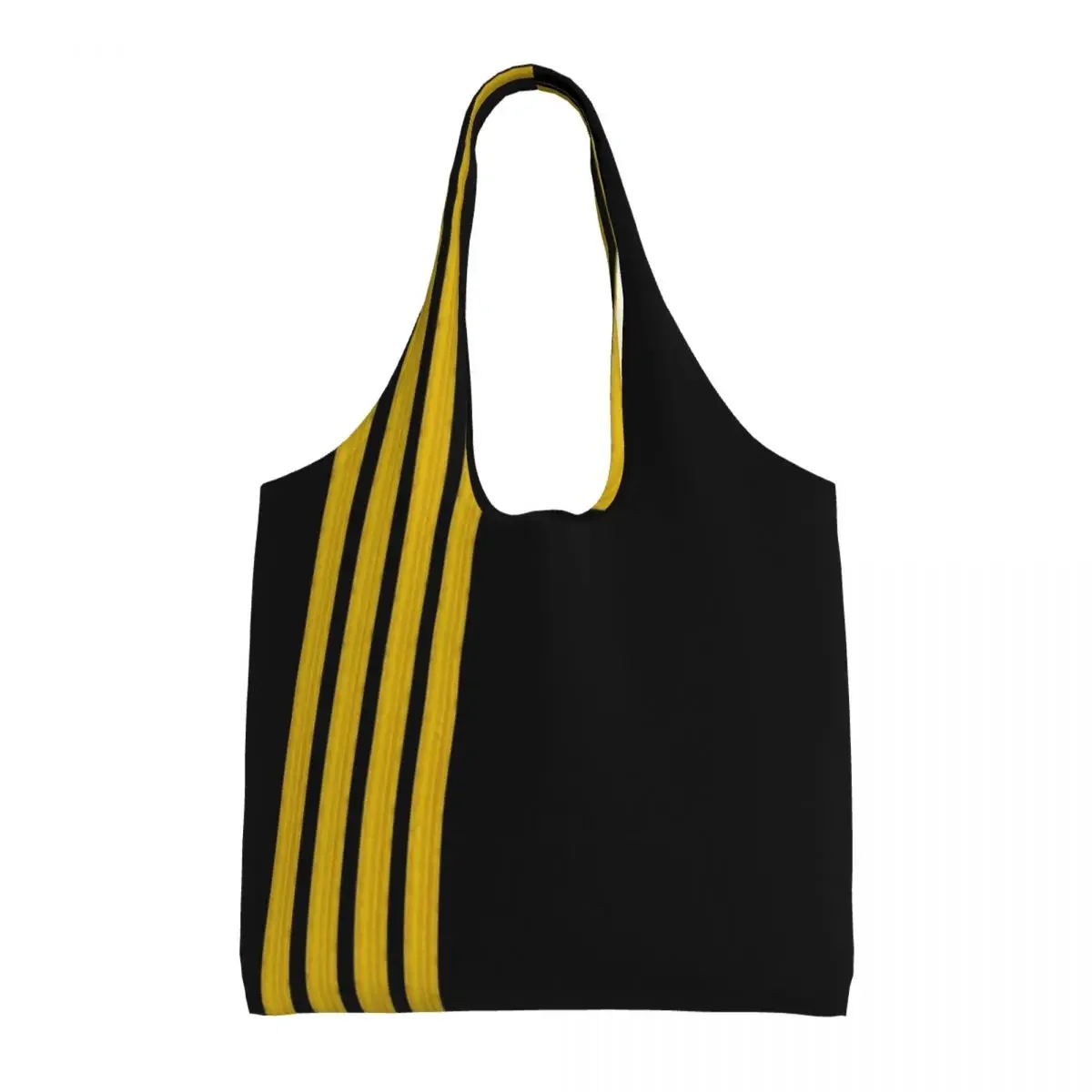 

Captain Groceries Shopping Bags Canvas Shopper Shoulder Tote Bag Large Capacity Portable Aviation Aviator Pilot Stripes Handbag