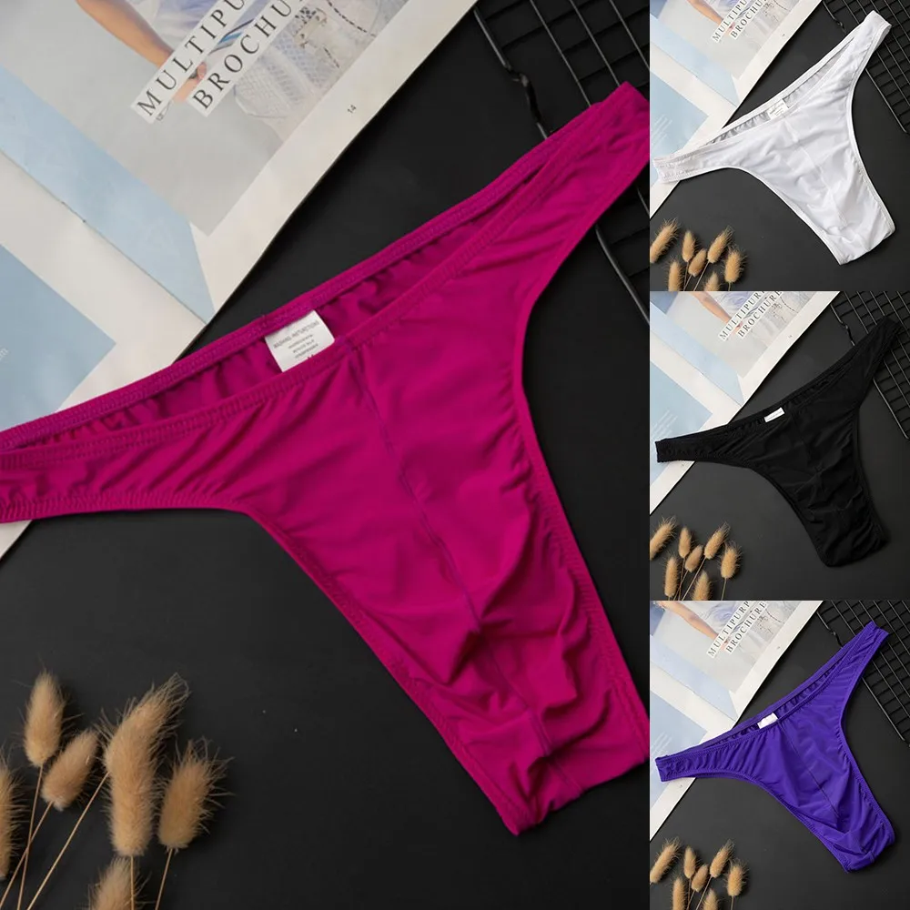 

Low-Rise Men Briefs Thong Bulge Pouch Comfortable G-String Triangle Pants U-Convex Underwear Bikini Breathable