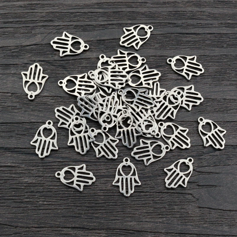 30 sztuk 12x8mm nie znikną 316 ręcznie ze stali nierdzewnej mały wisiorek Charms dla DIY naszyjnik bransoletka Craft biżuteria dokonywanie ustalenia