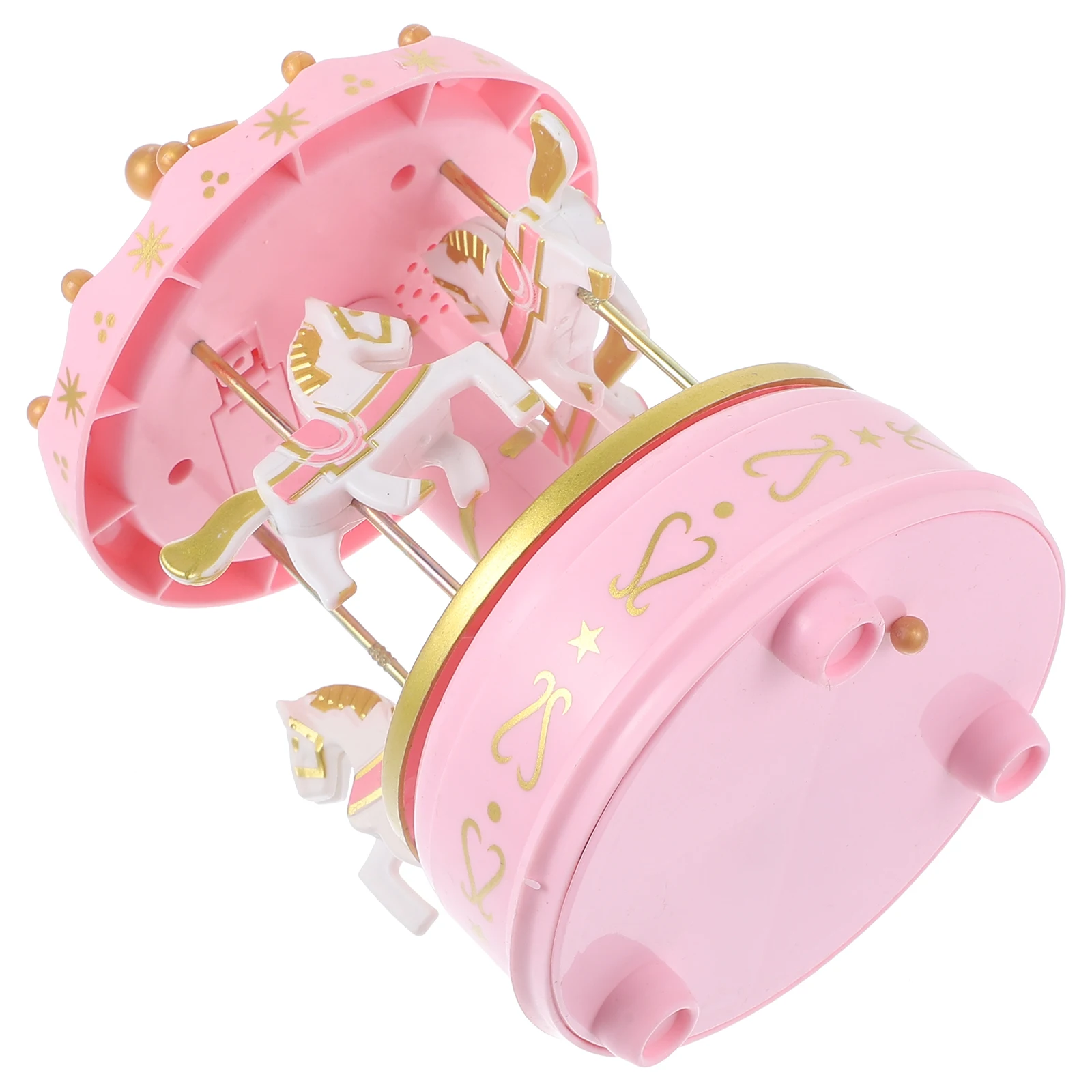 

Romantic Carousel Music Box Desktop Ornament Miniature Music Box Creative Cake Decoration Birthday Gift (Pink)