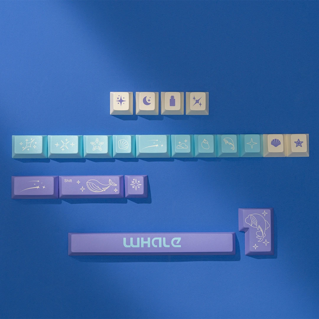 Imagem -05 - Wuquestudio Whale Keycaps Base Kit Pbt Keycaps Cereja Perfil Pbt Conjunto de Teclado Personalizado Iso Suporte Ansi 141 Chaves Dyesub