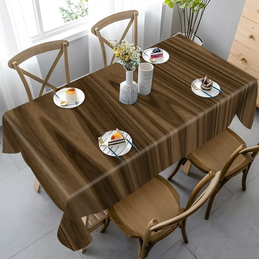 Waterproof Tablecloth Cover for Dining Room Furniture Easy Clean Wood Grain Table Runner for Modern Home Decor