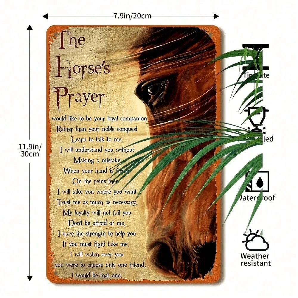 

Vintage Art Deco Horse Wall Art 8x12 Inch, The Horse's Prayer Rustic Metal Sign | Elegant Valentines & Ramadan Decoration 2026 f