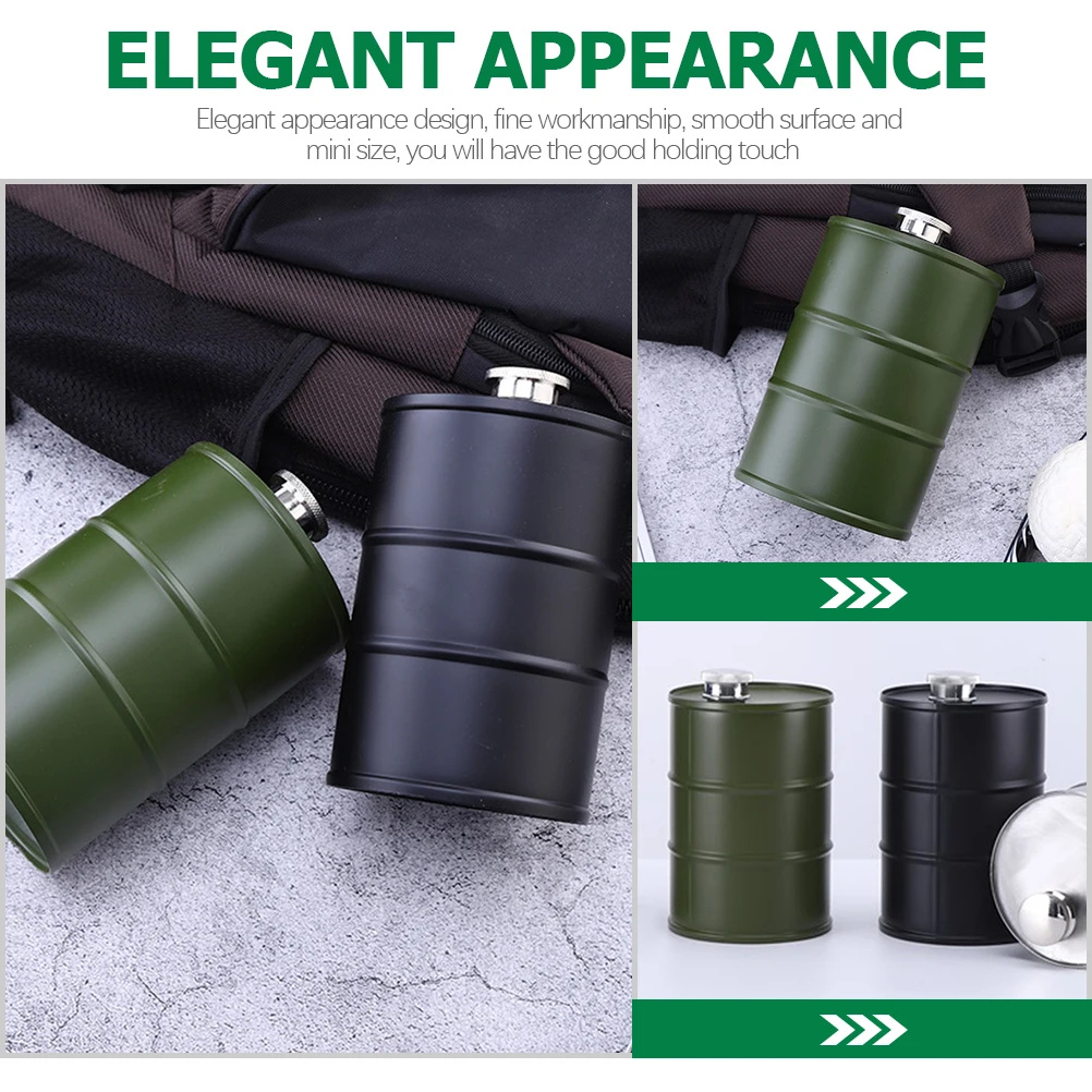 

Camping Hip Flask Stainless Steel Leak-proof Canteen Professional Gasoline Drum Shape Novelty Outdoor Flask Container