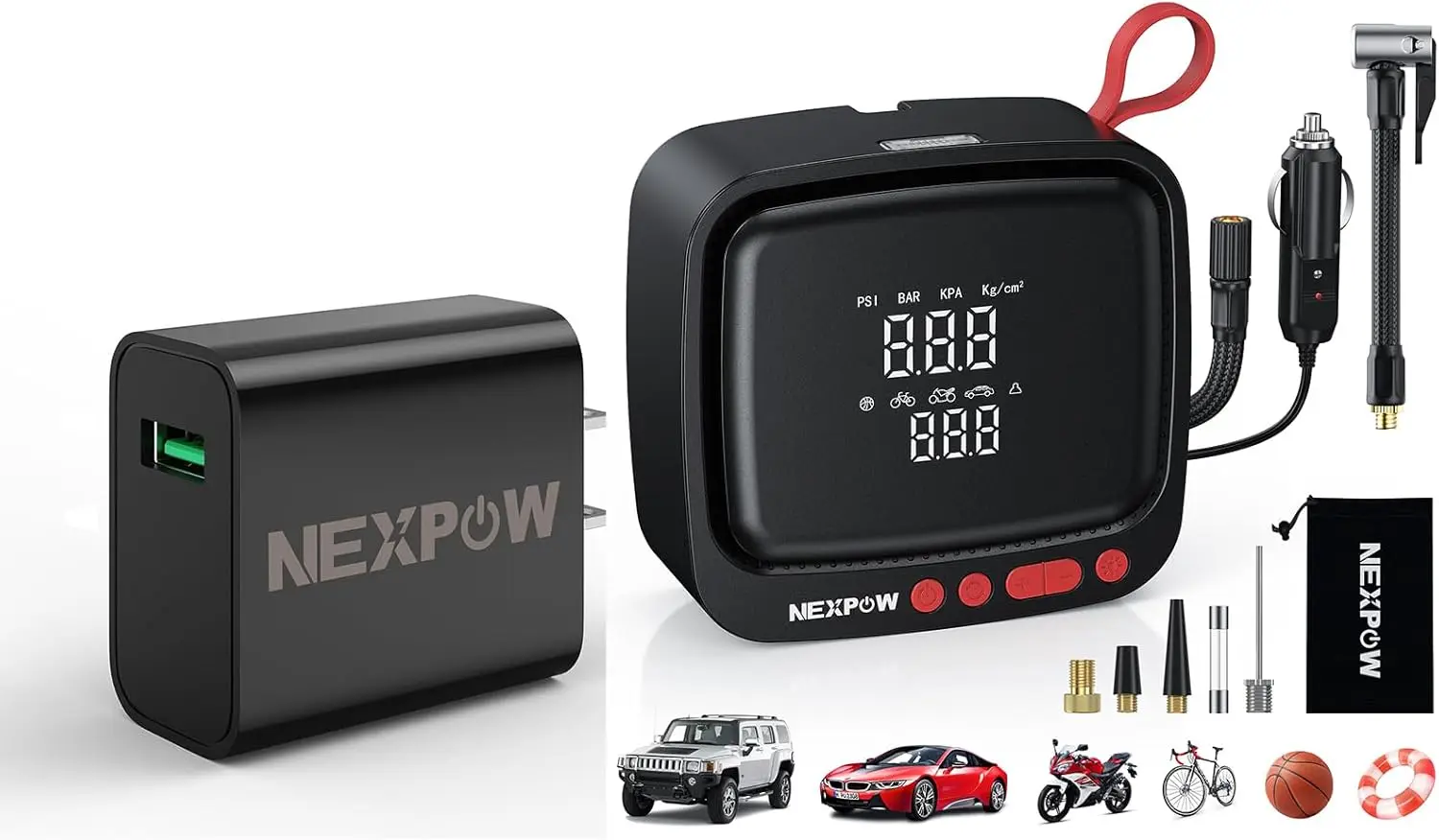 

Portable Tire Inflator 150PSI 12V Air Compressor with Dual Digital Gauge & Auto Shut-Off, LED Light for Car, Motorcycle, Bicycle