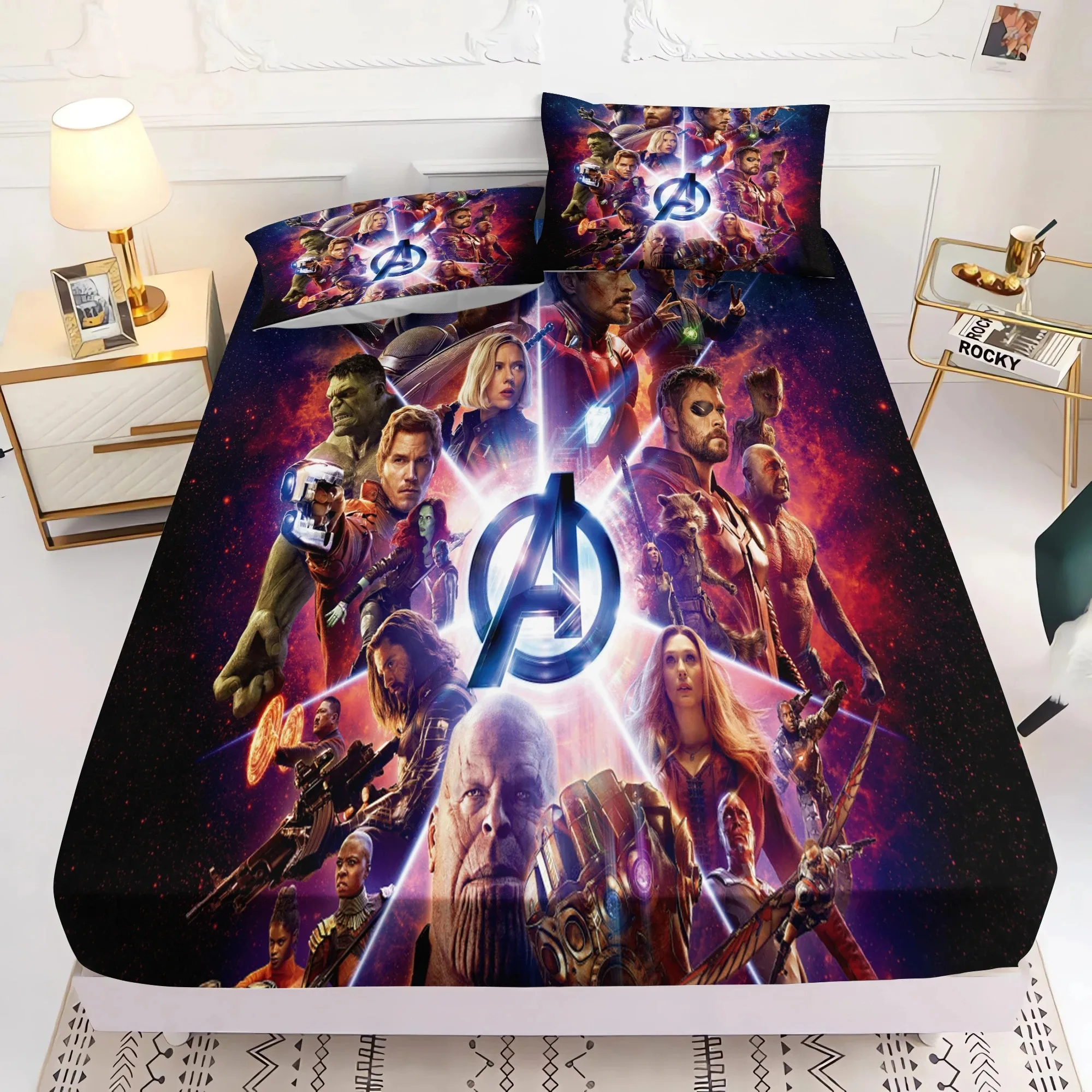 The Avengers 3 pezzi biancheria da letto, coprimaterasso con angoli Disney Hero, ragazzi adulti con lenzuolo elastico