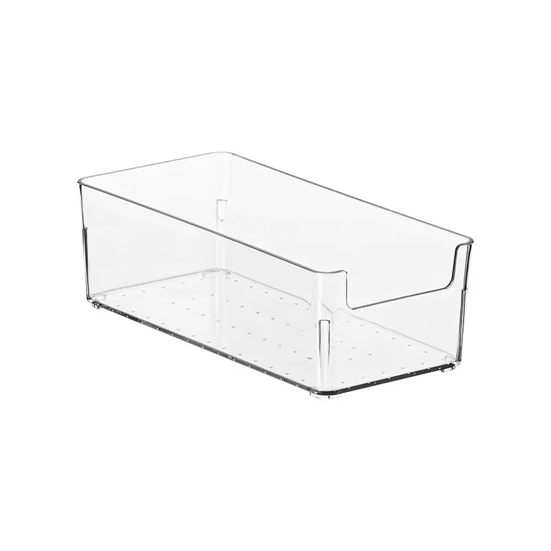 Caja de almacenamiento transparente para el hogar, caja media larga, organizador de plástico de escritorio, 1 ud.