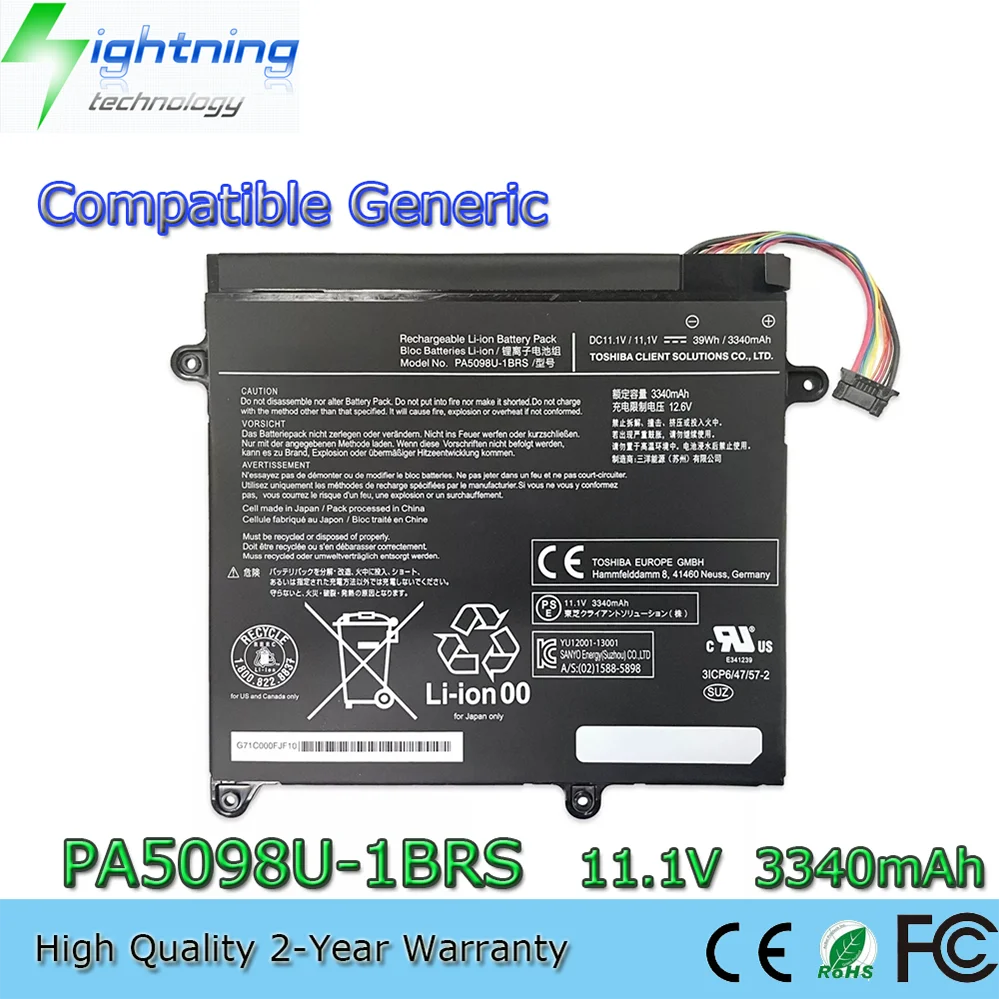 

PA5098U-1BRS 11.1V 39Wh Compatible Generic Notebook Battery for Toshiba Portege Z10T Z10T-A WT310-106 W310-108