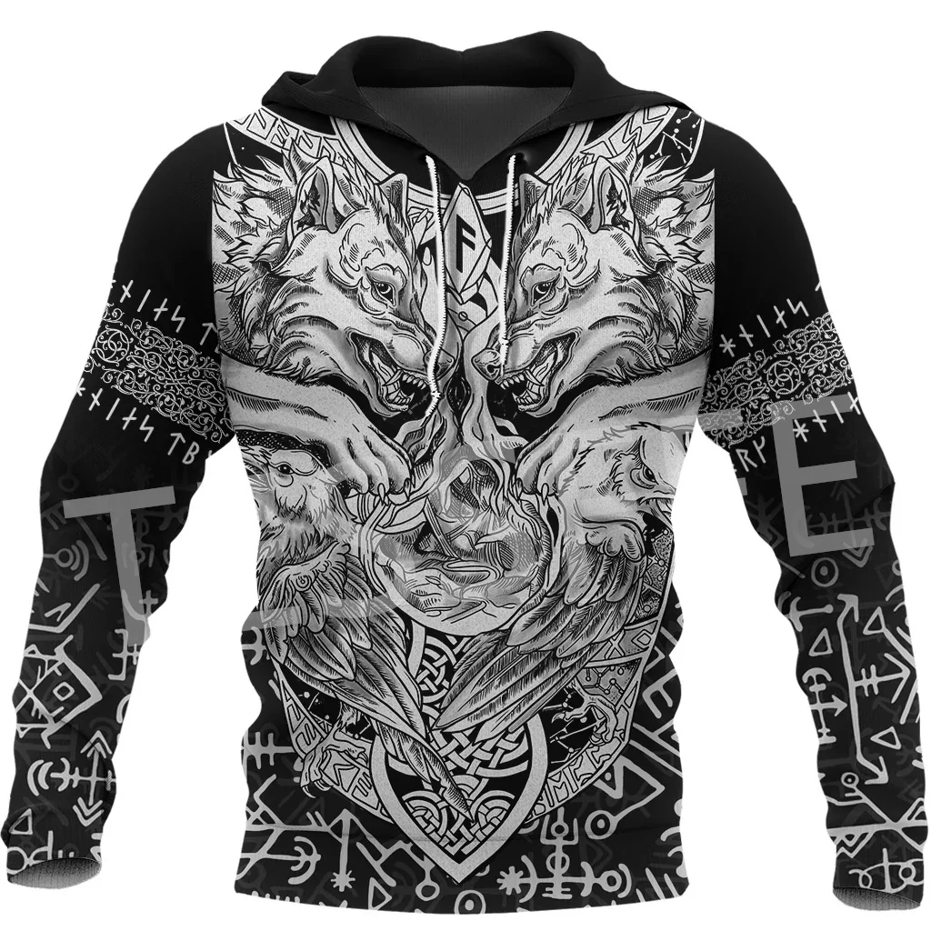 

Custom Name Warriors Norse Mythology Odin Fenrir Tattoo Vintage Retro 3DPrint Pullover Harajuku Jacket Casual Funny Hoodies A6