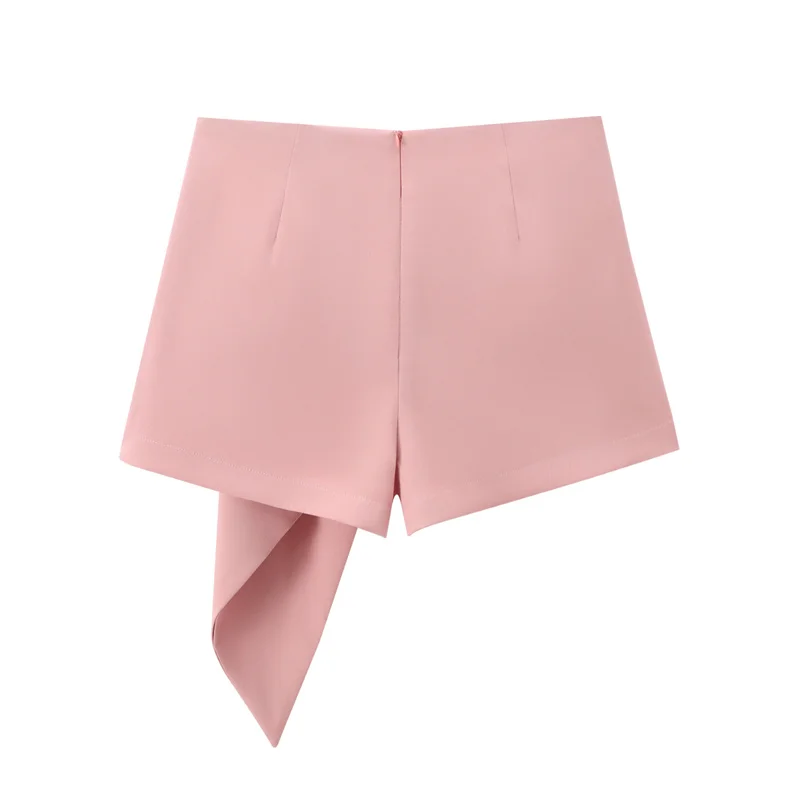 KEYANKETIAN 2024 New Launch Women's Cascading Decoration Mini Skirt Office Lady Simply Back Zipper High waist Pink Pantskirt