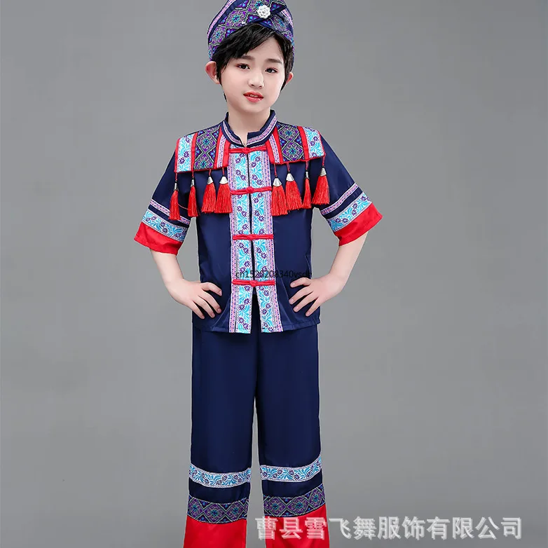 Conjunto de trajes de baile Zhuang para niños, ropa para niños, nuevo estilo, disfraces de reconocimiento, actuación para niños y niñas
