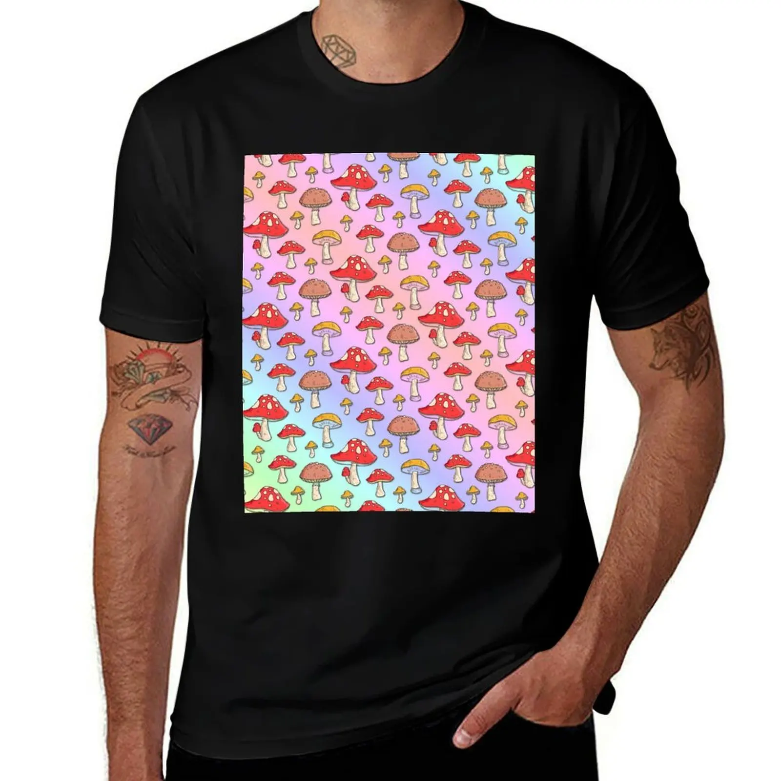 Holographic Mushroom All Over Print T-Shirt cotton t-shirt plain for man package T-Shirt