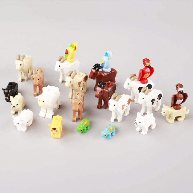 

Moc Zoo Animal French Bulldog Dog Chameleon lion Tiger Sheep Pig Building Blocks Mini Action Figure Toys