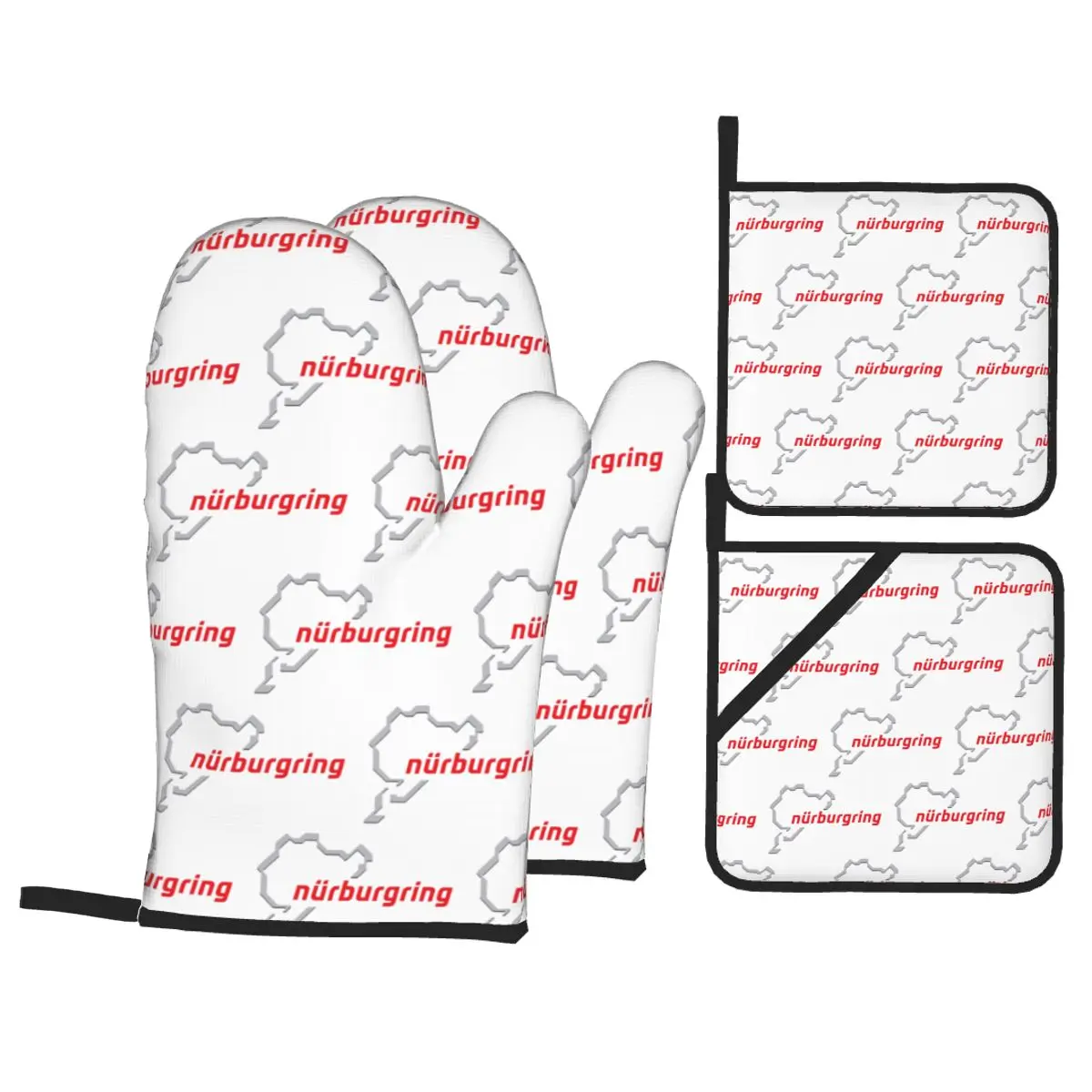 Race Track Germany Nurburgring Oven Mitts and Pot Holder Sets of 4 for Baking Kitchen Cooking Grilling Resistant Non-Slip Gloves