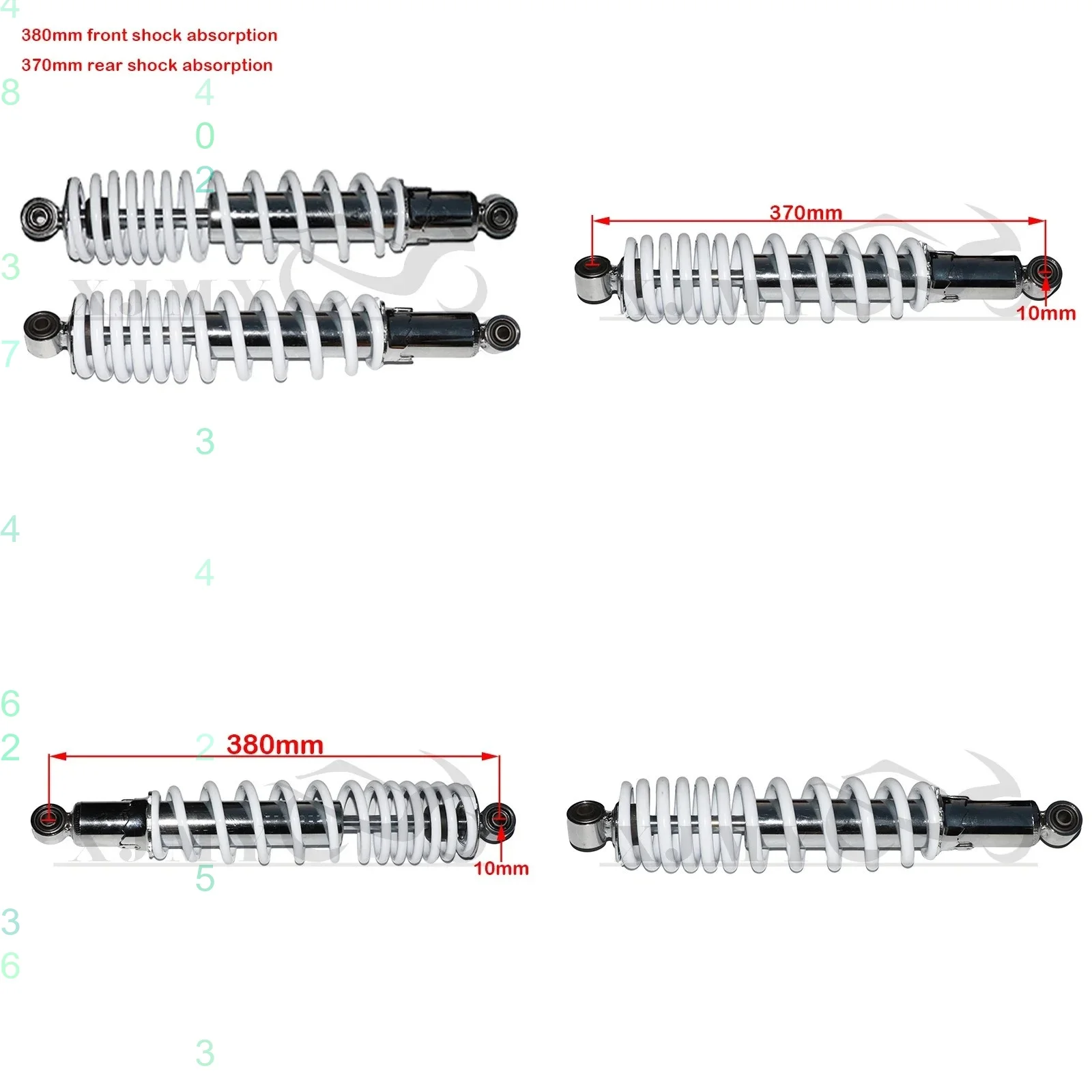 380mm Front 370mm Rear Reduction Motorcycle Shock Absorber Fall Protection for ATV Quad Buggy Go Kart