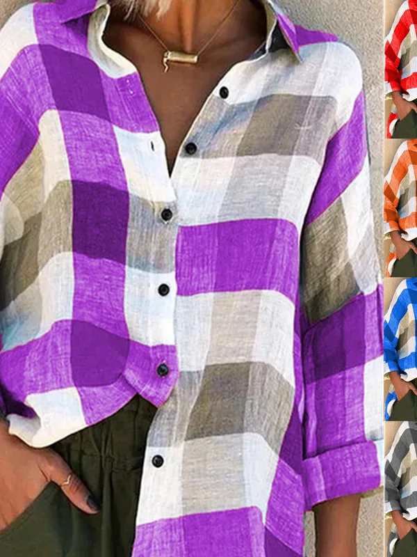 

Женская свободная клетчатая длинная све irt с принтом, повседневная хлопковая осенняя мода, европейский Sle без ket, дизайн на пуговицах