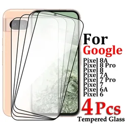 Tempered Glass For Google Pixel 6 7 8 Pro 6A 7A 8A Screen Protector HD Full Cover Glue Protective Glass For Pixel 8A