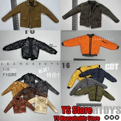 CROW DH TOYS Trendy 1/6 Man Soldier Fashion Leather Coat Flight Jacket Top Clothes Accessory for 12inch Action Figure Body