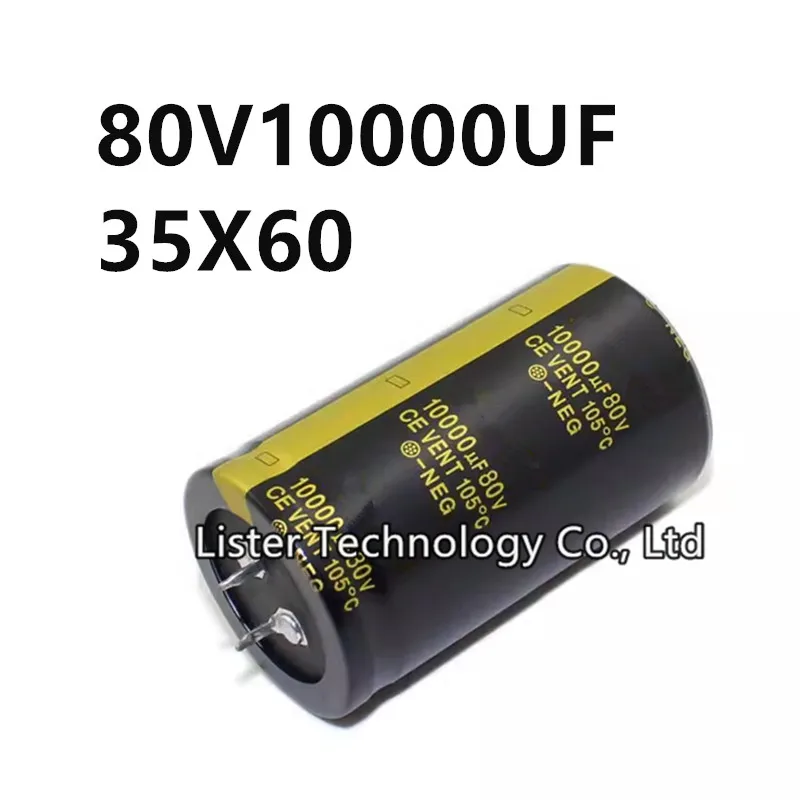 2ชิ้น/ล็อต80โวลต์10000uF 80V10000UF 10000UF80V โวลุ่ม: 35X60มม. เครื่องขยายกำลังเสียงอินเวอร์เตอร์ตัวเก็บประจุอลูมิเนียมอิเล็กโทรไลติก