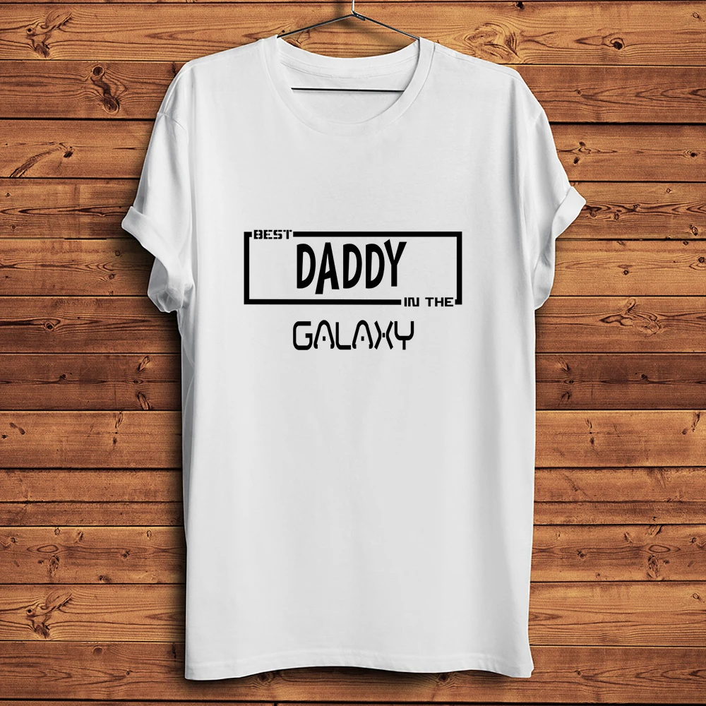 

Лучший папа, папа в галактике, забавная мужская футболка, летняя белая повседневная дышащая футболка с принтом для мужчин, крутая футболка в подарок на день отца