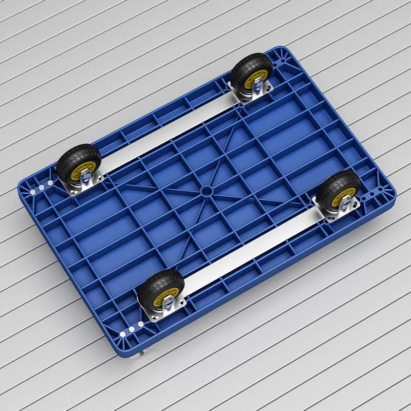 Flatbed truck folding pull goods small pull truck warehouse trailer portable flatbed truck universal silent trolley handling fla